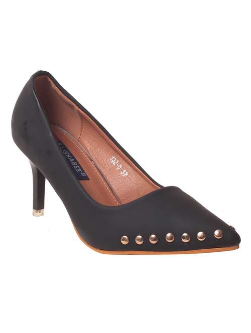 black faux leather slip on pumps - 14457060 - Standard Image - 0