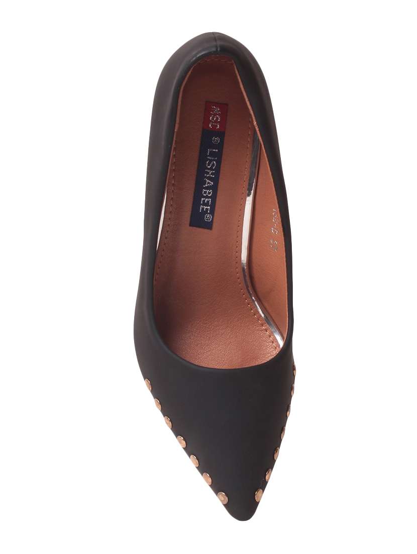 black faux leather slip on pumps - 14457060 - Standard Image - 3