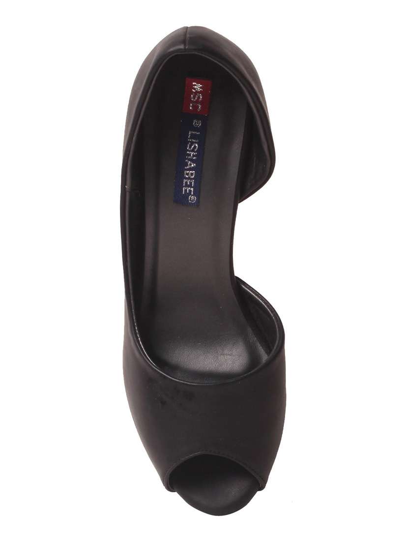 black faux leather slip on sandals - 14457073 -  Standard Image - 3