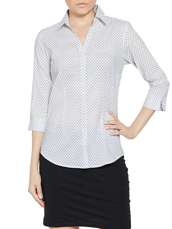 white colored printed shirt