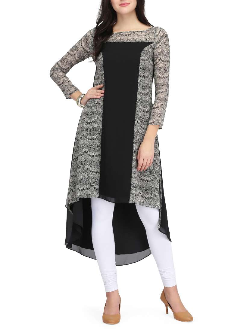 black georgette highlow kurta