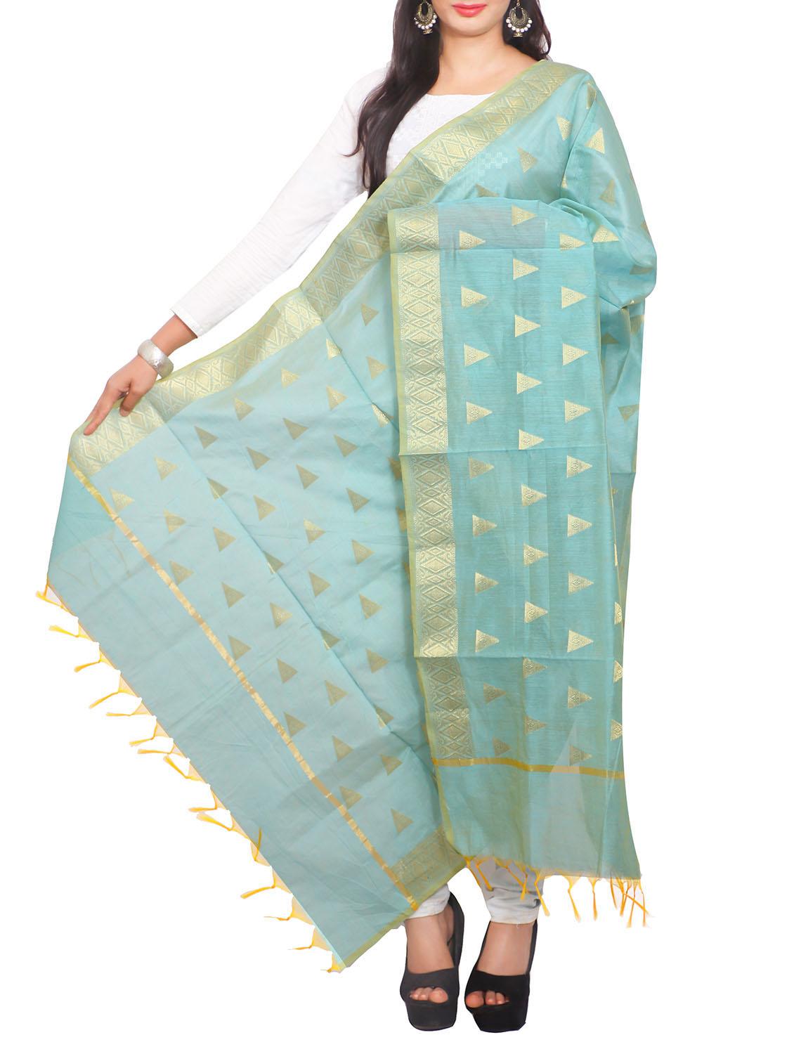 blue chanderi dupatta - 14462132 -  Zoom Image - 0