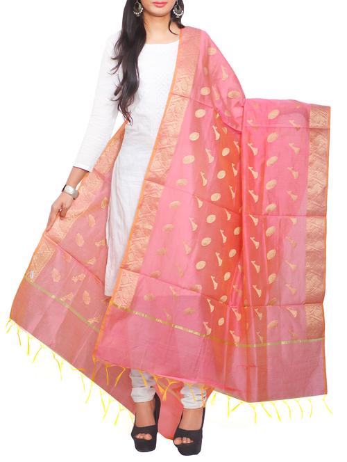 pink chanderi dupatta - 14462139 -  Standard Image - 0