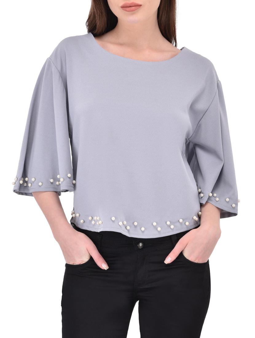 solid grey bell sleeved top