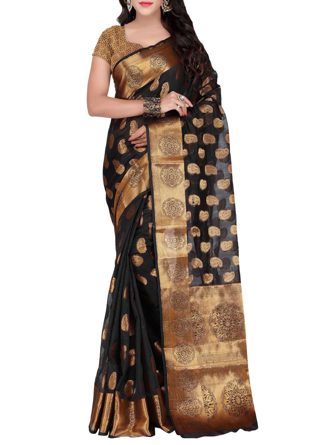 black silk banarasi saree with blouse