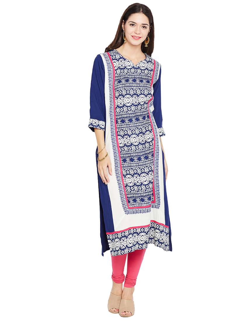 blue rayon straight kurta