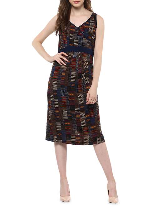 printed blue sheath dress - 14470268 - Standard Image - 0