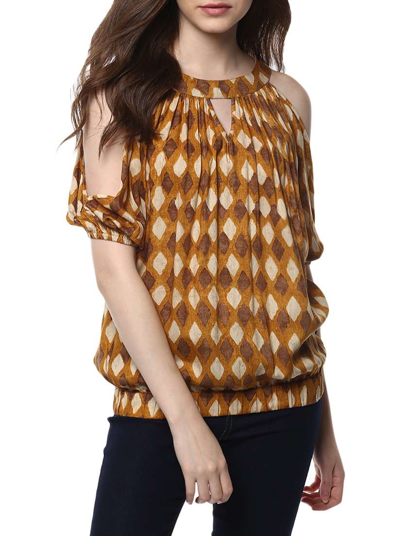 yellow printed blouson top - 14470280 - Zoom Image - 0
