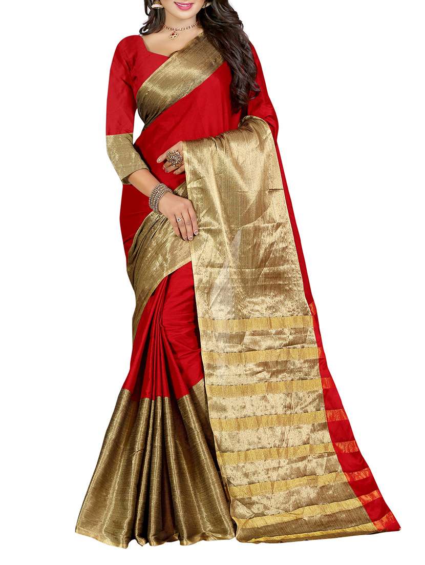 red bordered saree with blouse