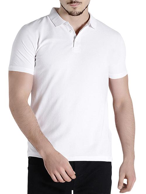 white solid collared t-shirt - 14471172 - Standard Image - 0