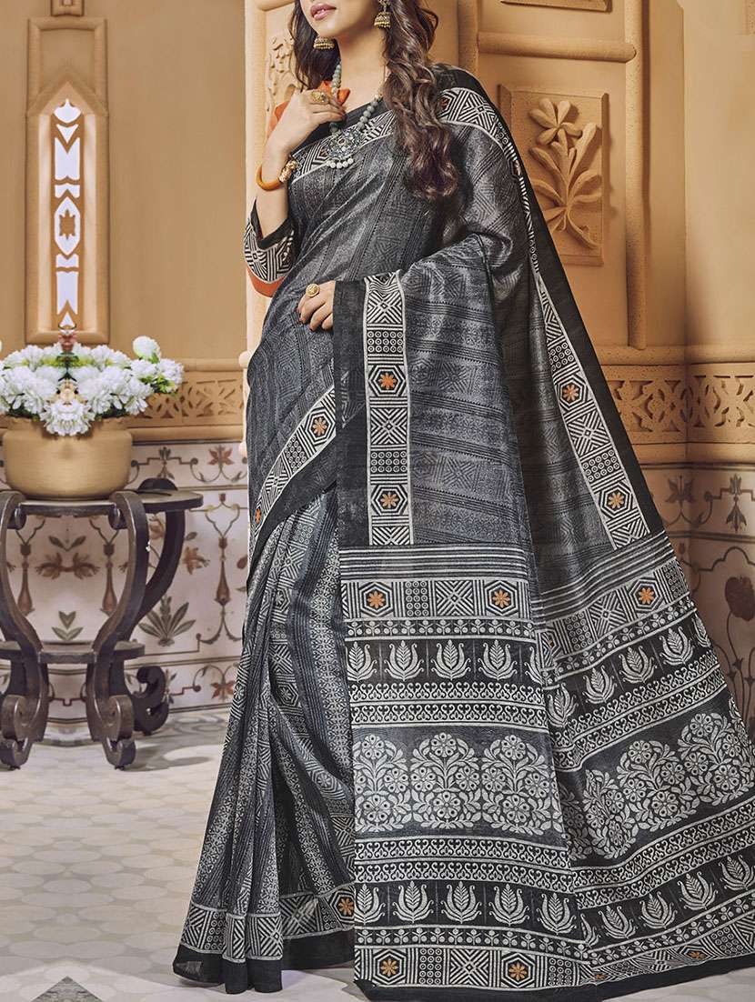 grey art silk bhagalpuri saree with blouse
