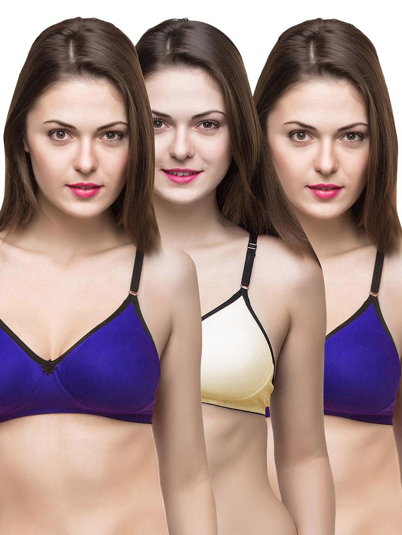 set of 3 floral patch solid bra - 14474864 - Zoom Image - 0