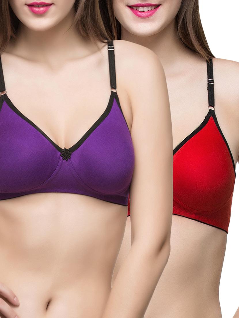 set of 2 floral patch solid bra - 14474912 - Zoom Image - 0