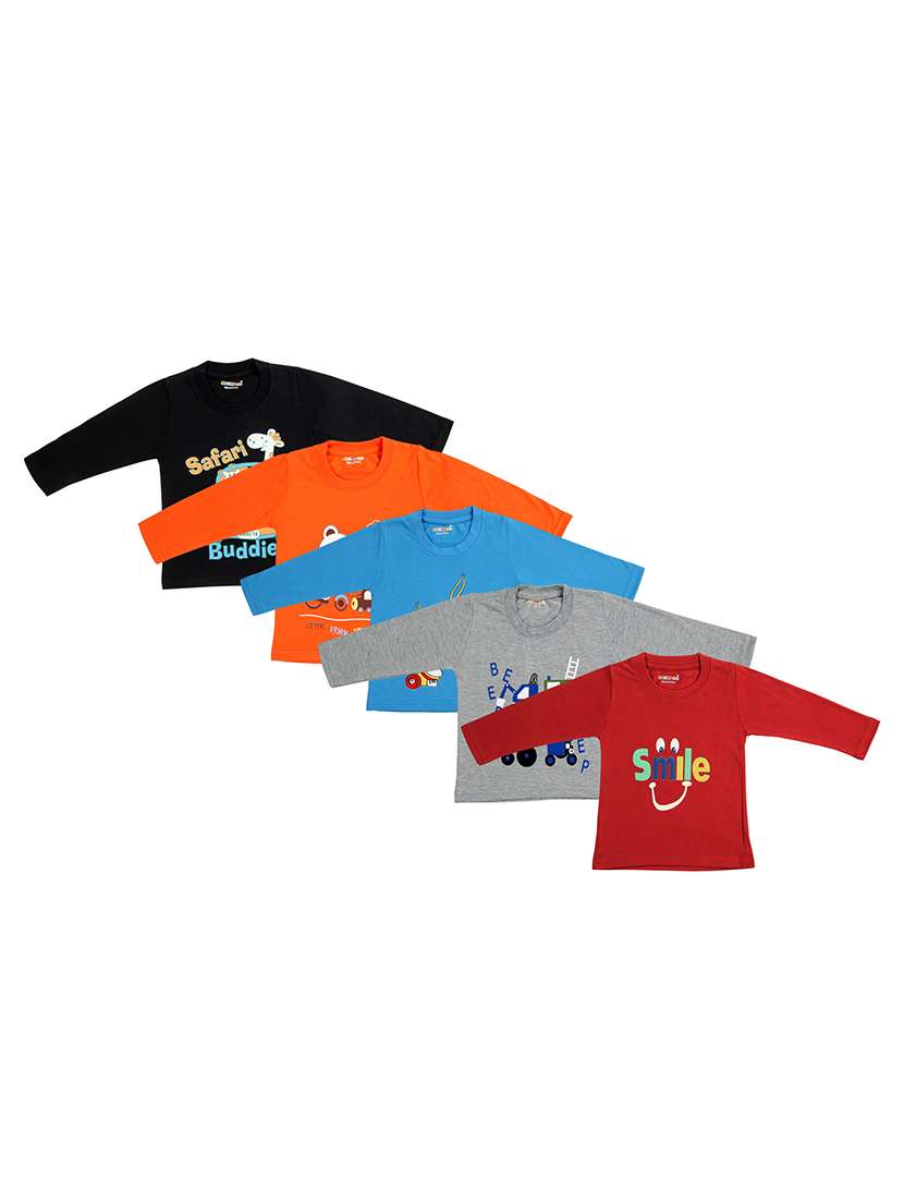 set of 5 multi colored cotton t-shirt