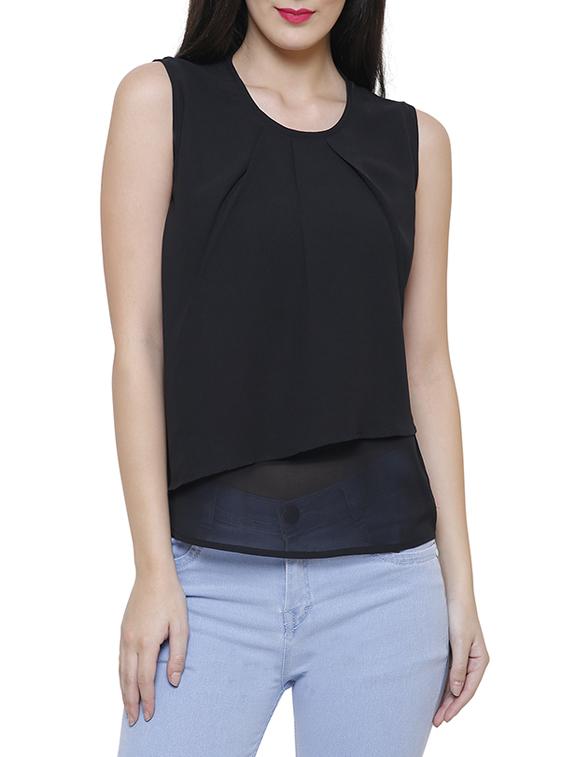 black georgette casual top - 14477723 -  Zoom Image - 0