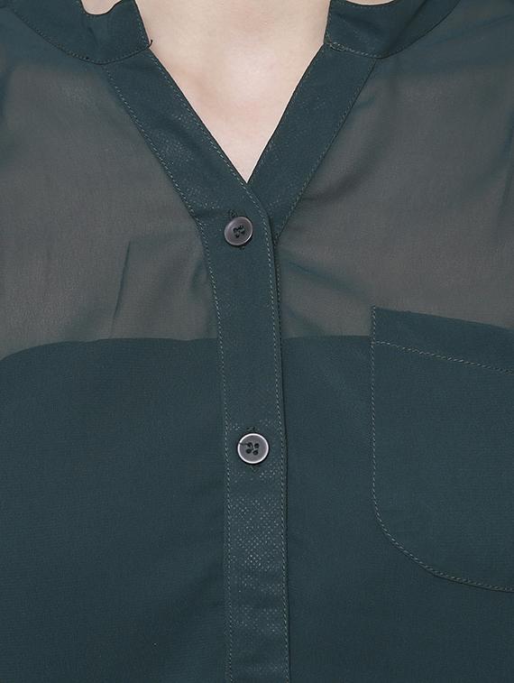 green georgette casual top - 14477800 - Standard Image - 3