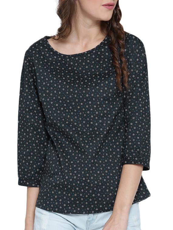 navy blue printed top - 14478391 - Zoom Image - 0