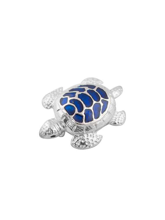 silver rhodium with blue meena brooch