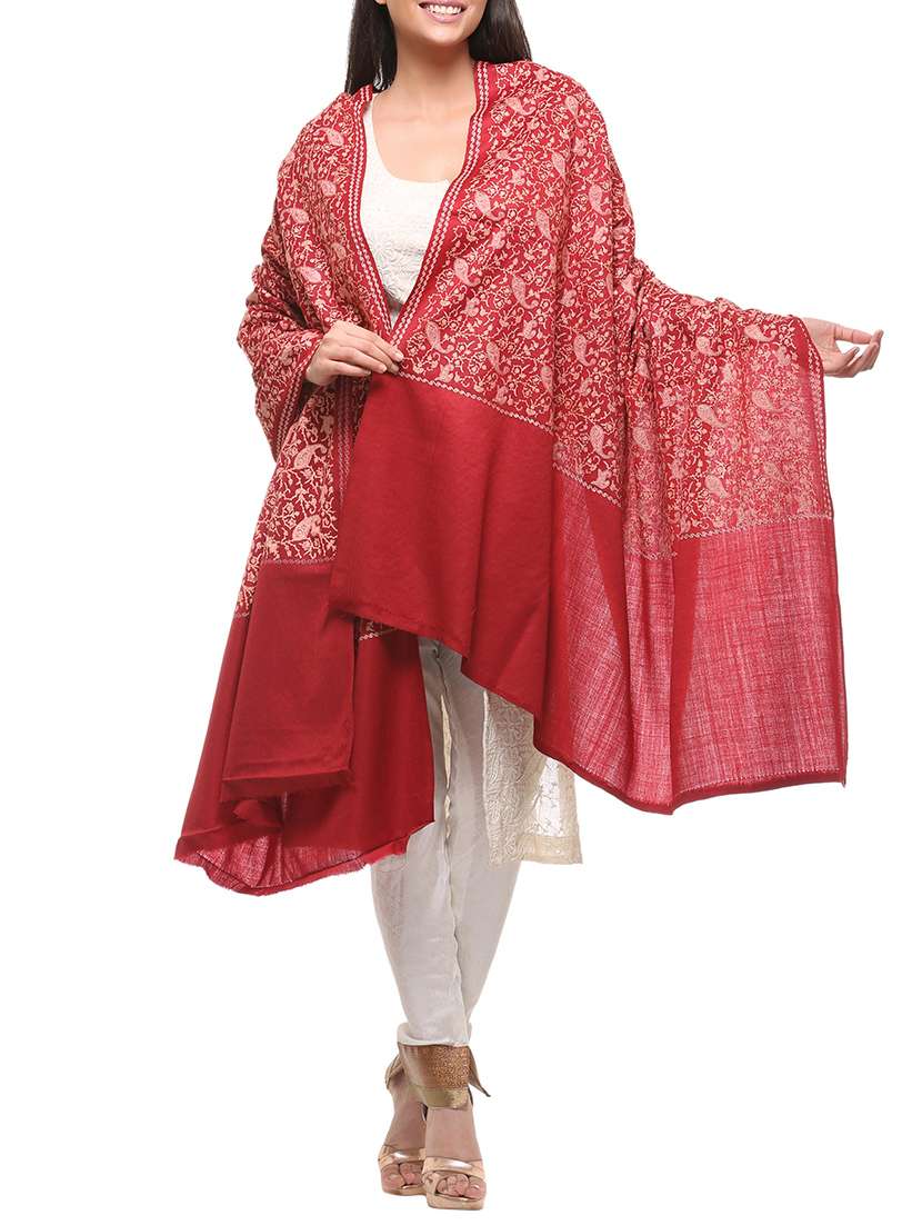 red woolen pashmina shawl