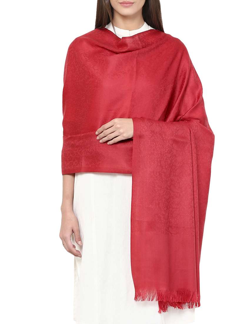 solid red woolen shawl