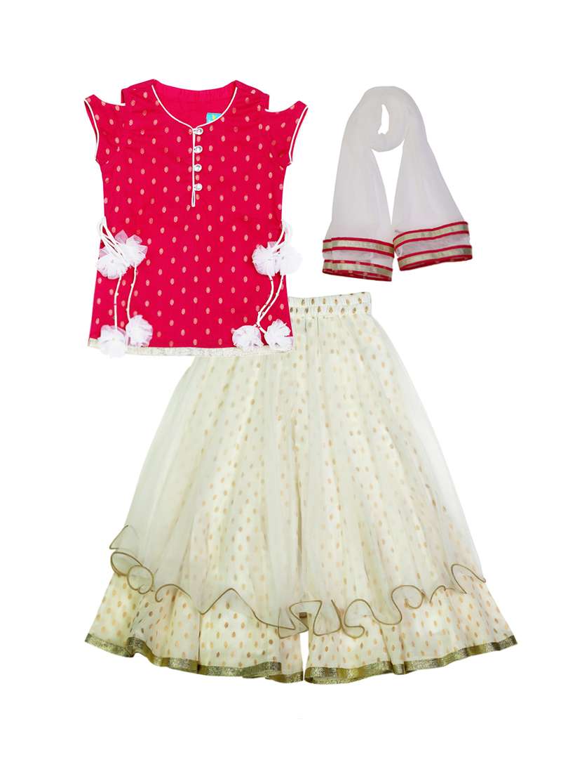 red and white cotton suit set