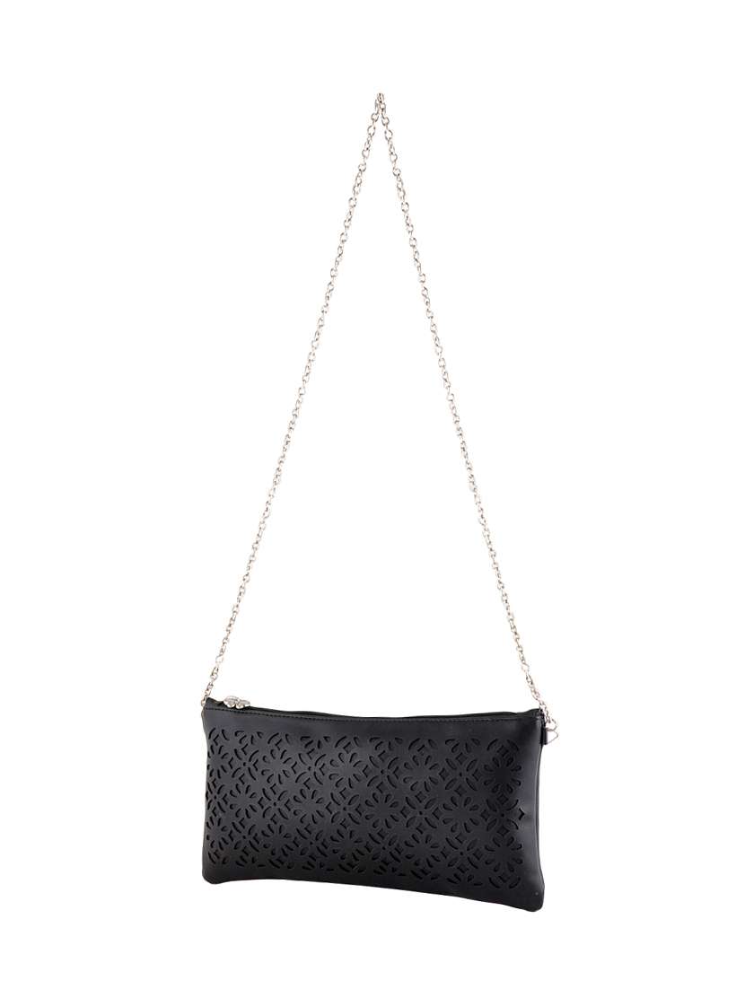 black leatherette clutch