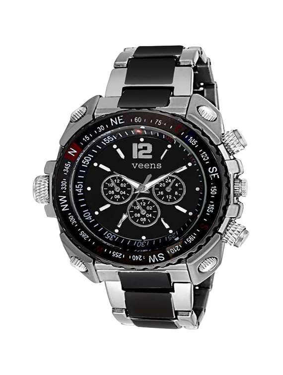 veens analog round dial mens watch