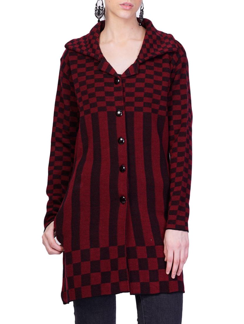 red self design full sleeves coatigan - 14491282 - Zoom Image - 0