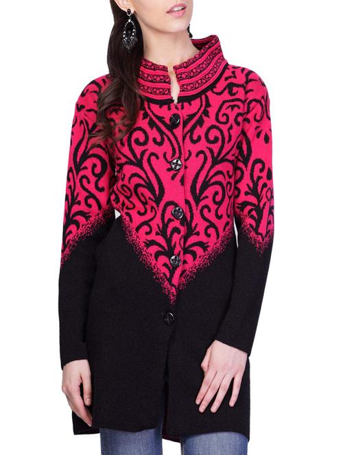 women pink self design coatigan - 14491442 - Standard Image - 0