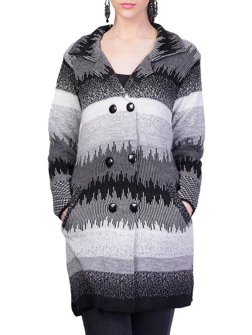 women grey full sleeves coatigan - 14491478 -  Standard Image - 0
