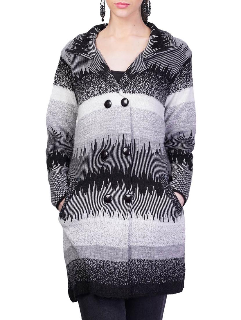 women grey full sleeves coatigan - 14491478 -  Zoom Image - 0