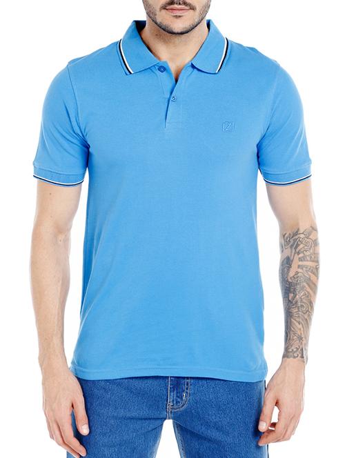 blue solid polo t-shirt - 14491493 - Standard Image - 0