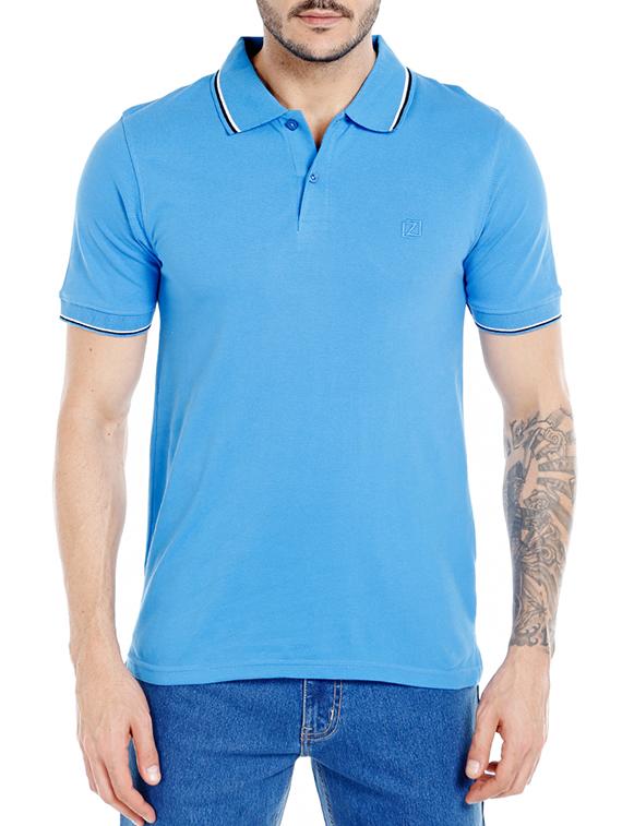 blue solid polo t-shirt - 14491493 - Zoom Image - 0