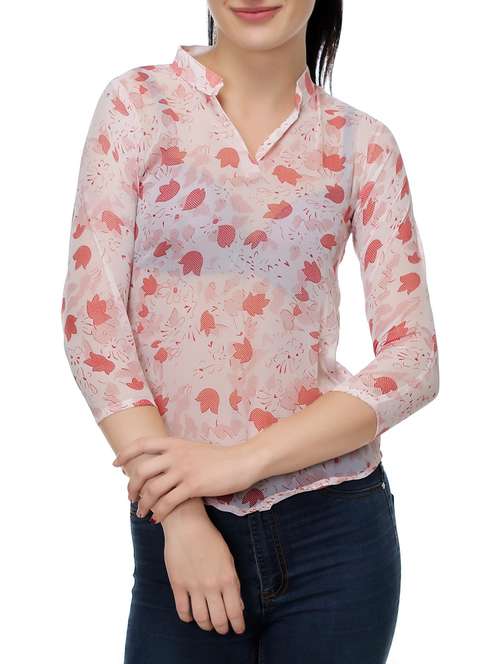 women's straight mandarin neck top - 14491707 - Standard Image - 0
