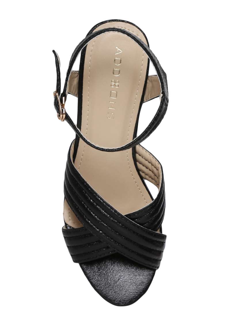 black pu ankle strap sandals - 14492153 -  Standard Image - 3