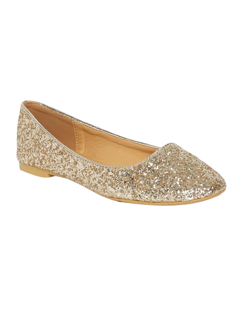 gold pu slip on ballerina - 14492235 - Zoom Image - 0