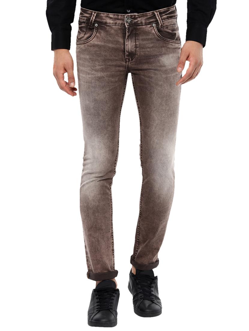 brown cotton washed jeans - 14504639 -  Zoom Image - 0
