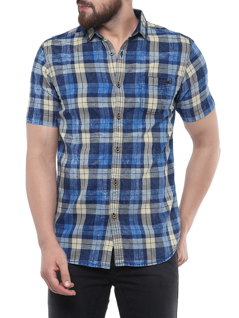 blue cotton casual shirt - 14504659 - Zoom Image - 0