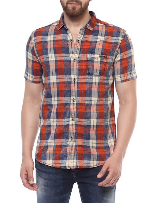 orange cotton casual shirt - 14504660 - Standard Image - 0