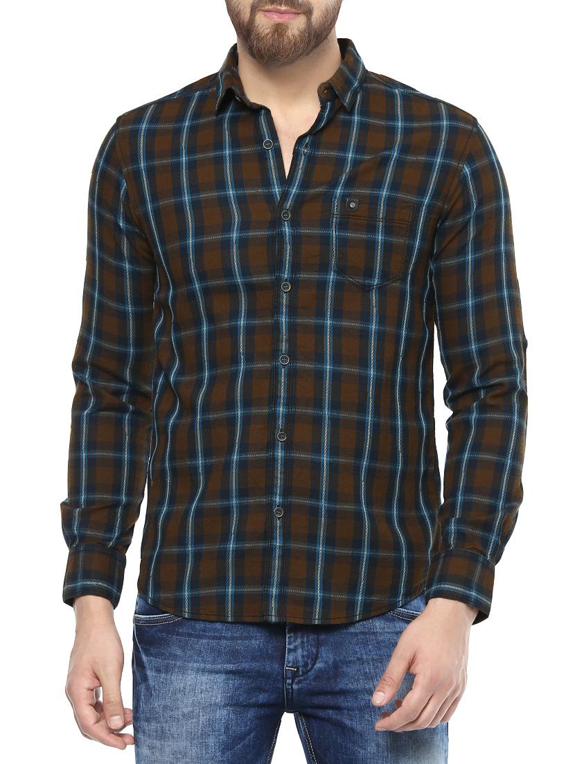 brown cotton casual shirt - 14504683 - Zoom Image - 0