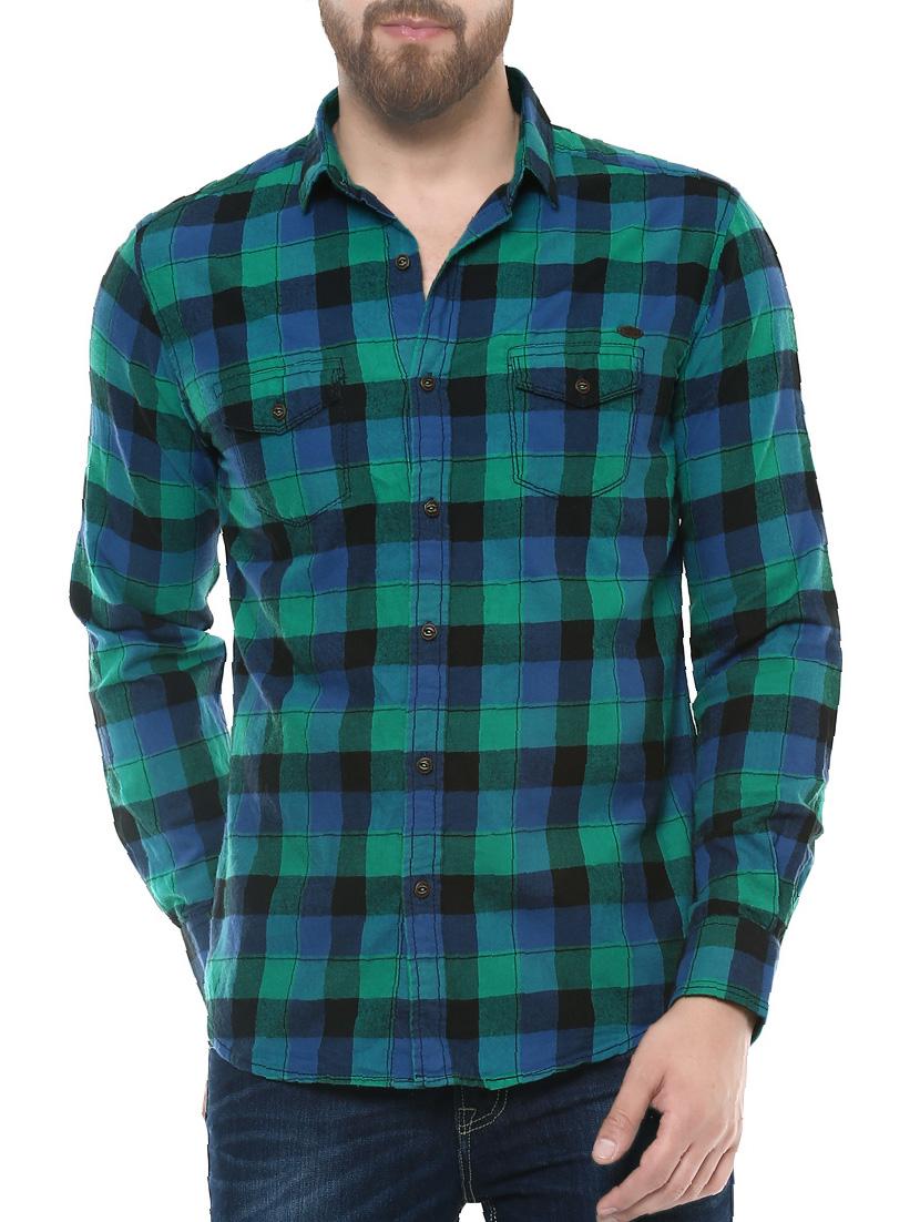 green cotton casual shirt - 14504688 -  Zoom Image - 0