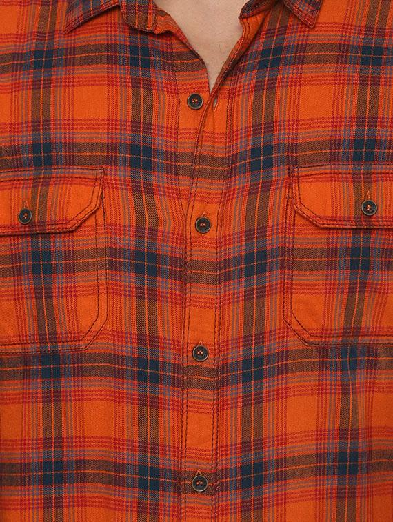 orange cotton casual shirt - 14504697 - Standard Image - 3