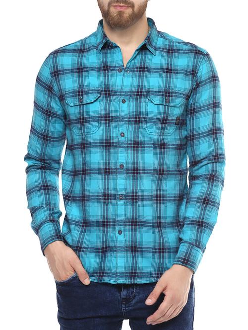 blue cotton casual shirt - 14504698 - Standard Image - 0
