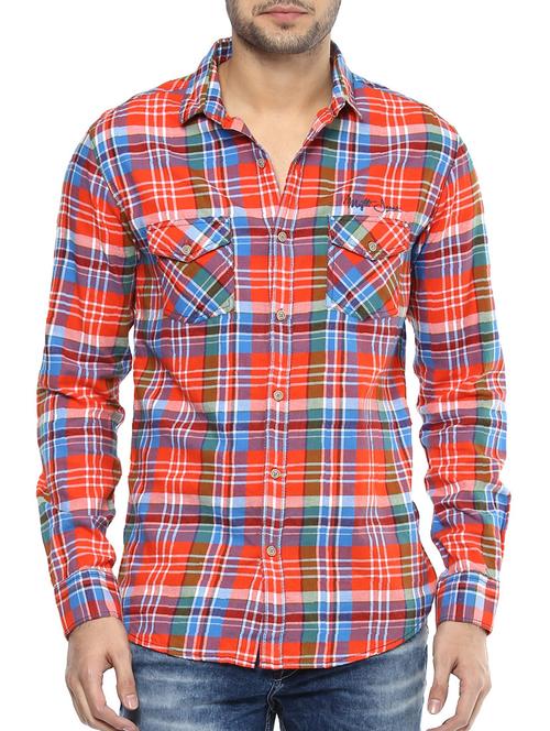 orange cotton casual shirt - 14504701 - Standard Image - 0