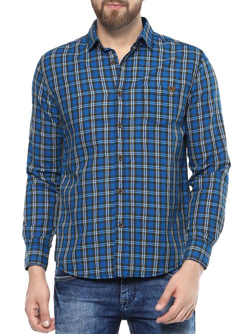 blue cotton casual shirt - 14504716 - Standard Image - 0