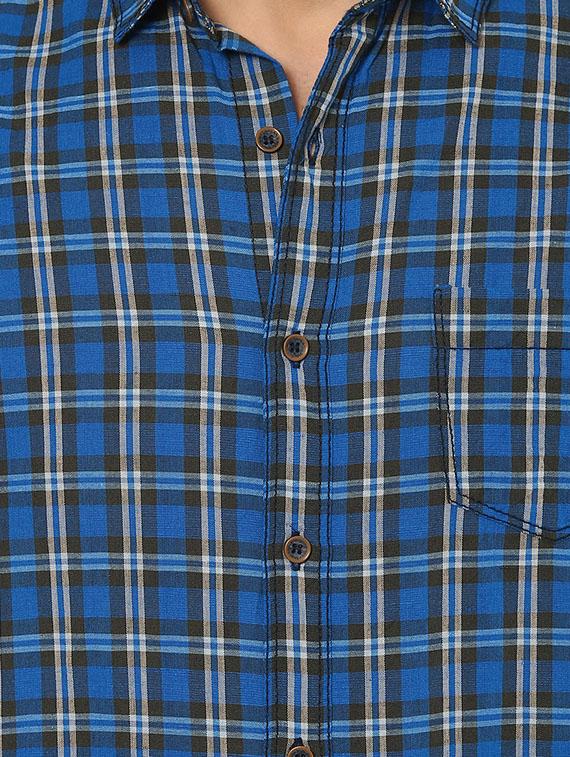 blue cotton casual shirt - 14504716 - Standard Image - 3