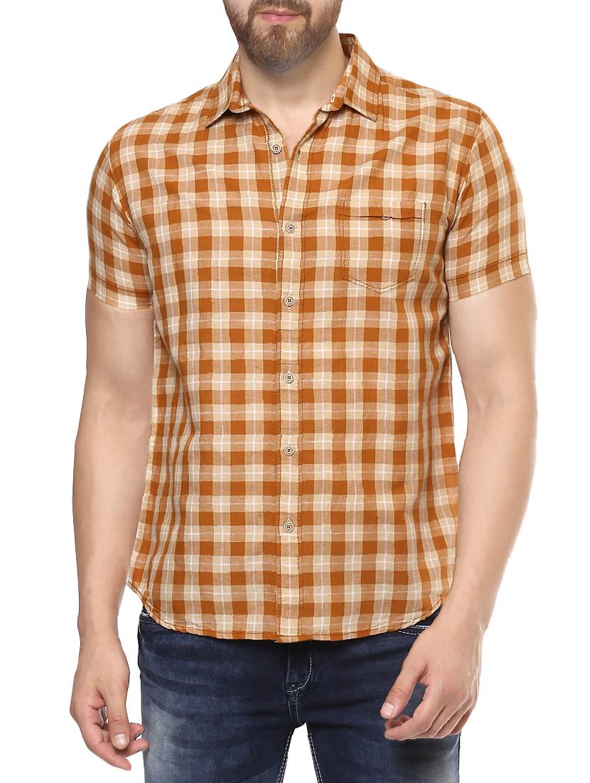 brown cotton casual shirt - 14504720 - Zoom Image - 0