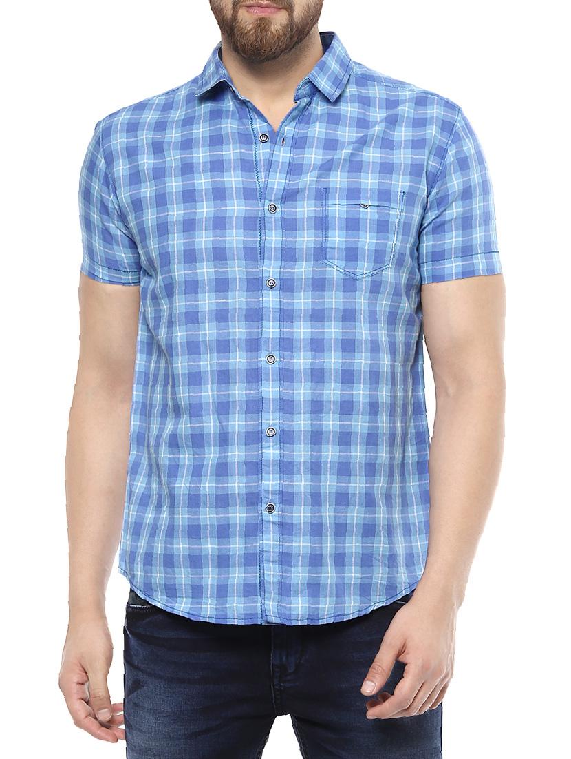 blue cotton casual shirt - 14504721 - Zoom Image - 0