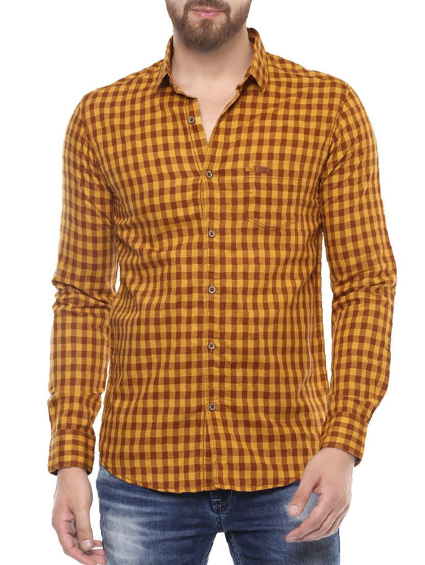 yellow cotton casual shirt - 14504730 -  Zoom Image - 0