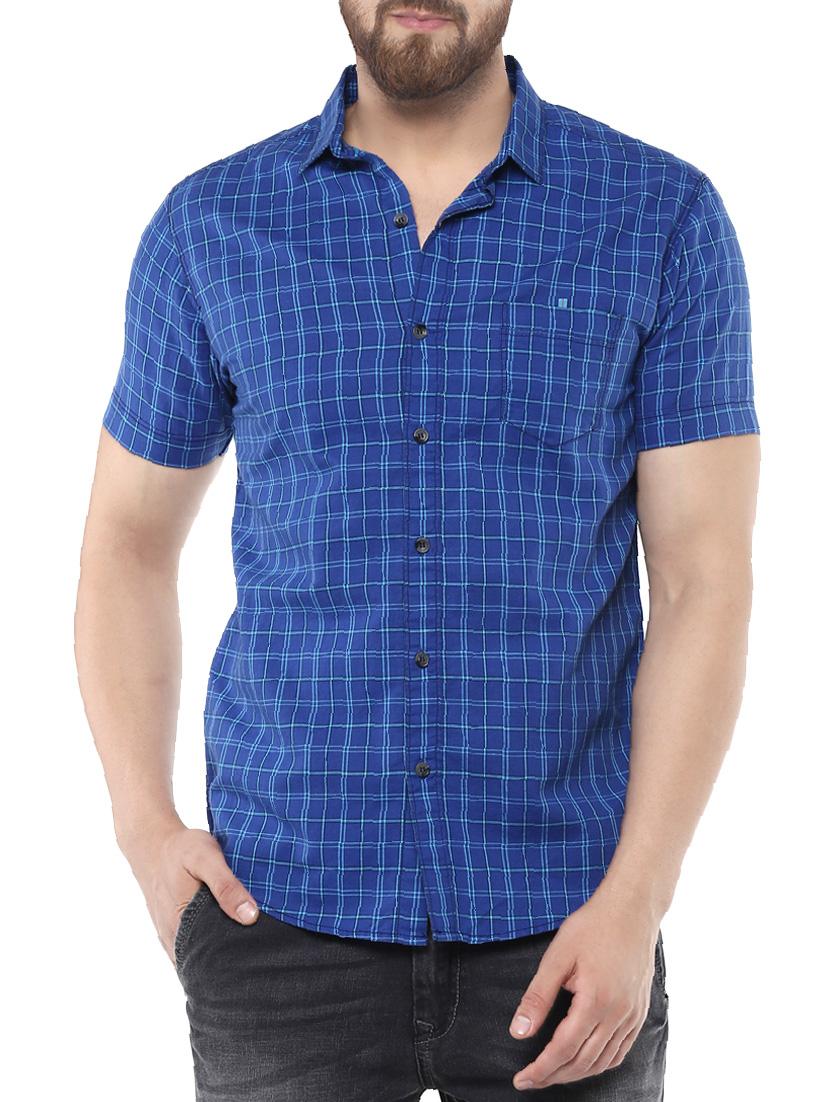 blue cotton casual shirt - 14504734 -  Zoom Image - 0